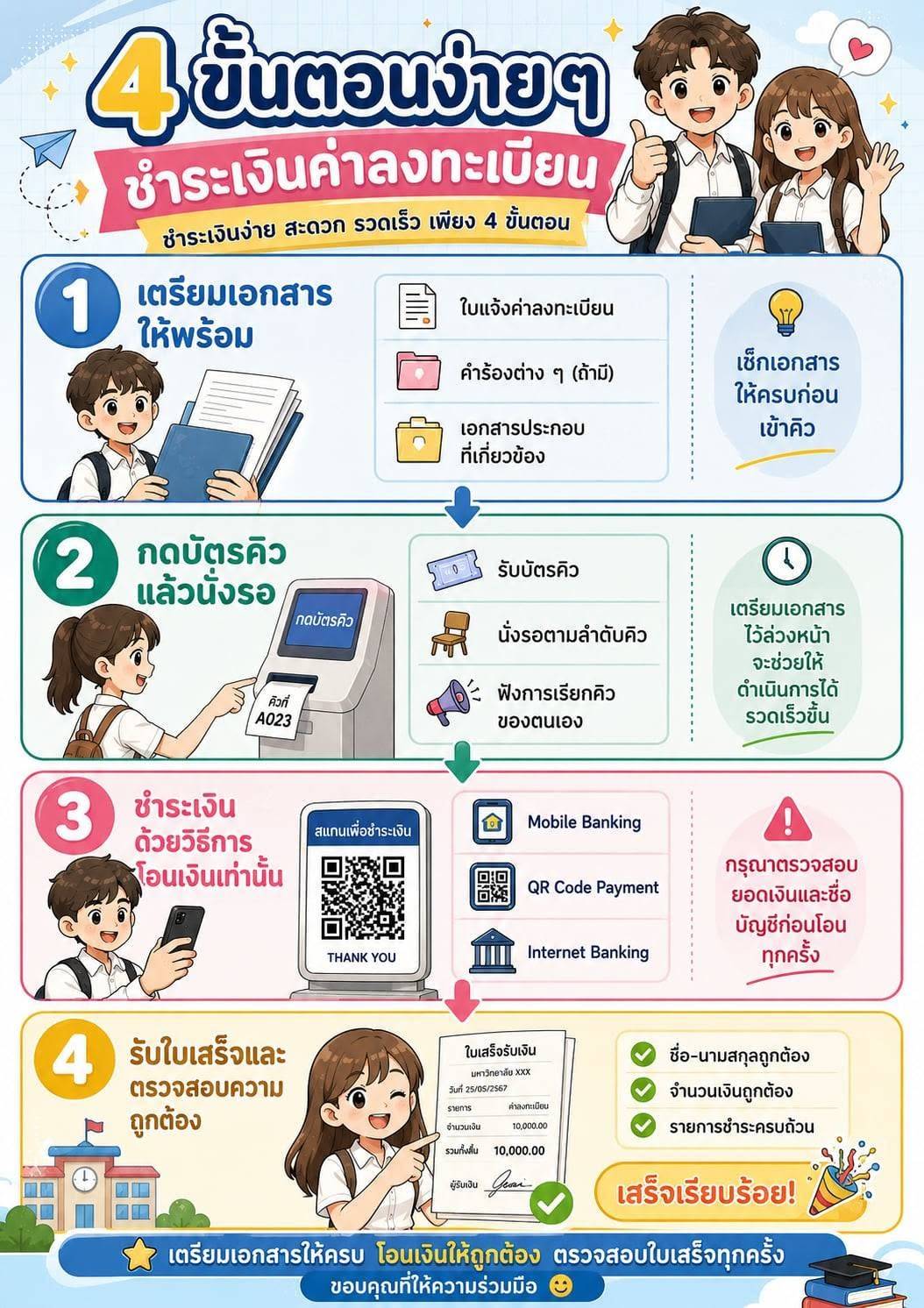 ขั้นตอนการชำระเงินค่าลงทะเบียนเรียน